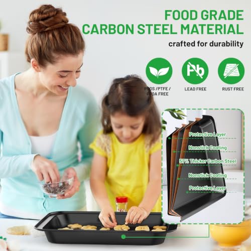 5-Piece Baking Pans Set, Nonstick Bakeware Sets, Black - Image 4