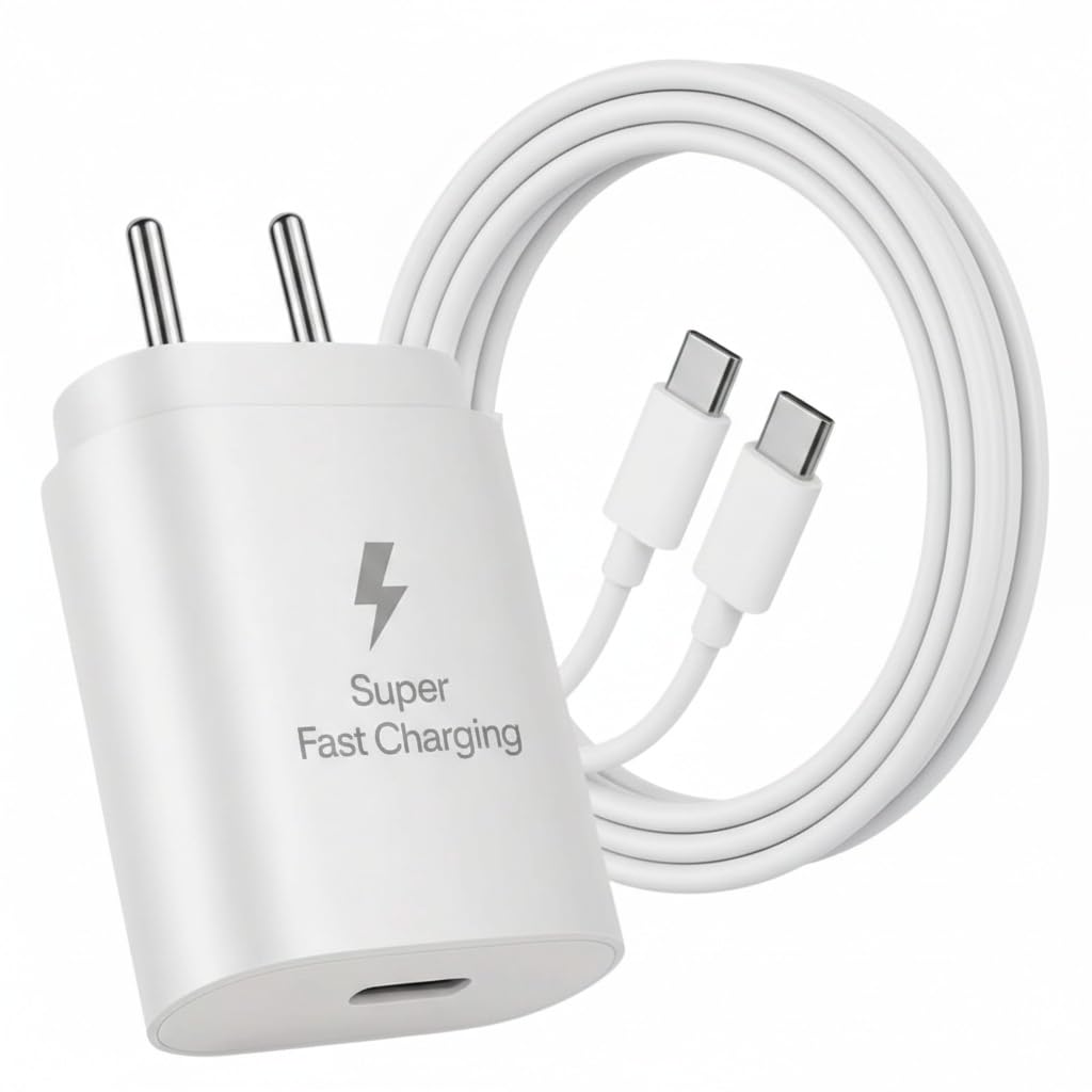 [Orginal] Samsung 25W PD Type-C Superfast Charger Adapter & Cable Compatible with Galaxy M07|M17|M36|M16| M35|A55|A56|A35|A16|A36|S24Fe|F36|F56|Z Flip7|S25(Edge,Plus,Fe) Tab|25Watt USB C Fast Charging