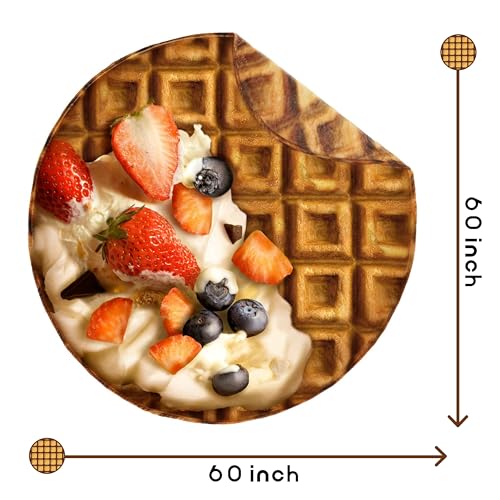 Image of Bnuitland Waffle Funny Blanket, 300 GSM Double Sided Giant Realistic Food Blanket with a Storage Bag, Novelty Gift for Adults and Kids, Super Soft Flannel