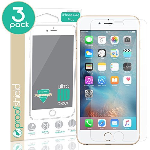 Proof Shield iPhone 8 Plus Screen Protector, Apple iPhone 8 Plus, Apple iPhone 7 Plus, Apple iPhone 6/6s Plus Ultra Clear High Definition (HD) Screen Protectors [3 Pack] [Lifetime Warranty]