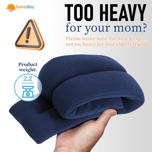 Image of SunnyBay Microwavable Heating Pads, Microwavable Moist Heated Neck and Shoulder Wrap, Versatile Weighted Beanbag Cold Pack or Warm Compress, 2.2 lbs, 26x4 Inches, Navy Blue, Pack of 2