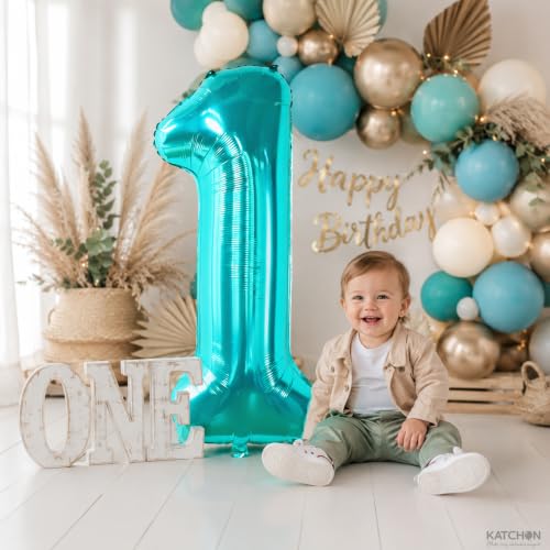 Image of KatchOn Teal Number Balloon For Under the Sea Party Decorations 40 Inch