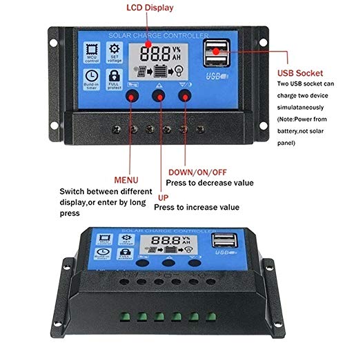 Duoying PWM - Controller solare LCD 5V/1.2A 12/24v...