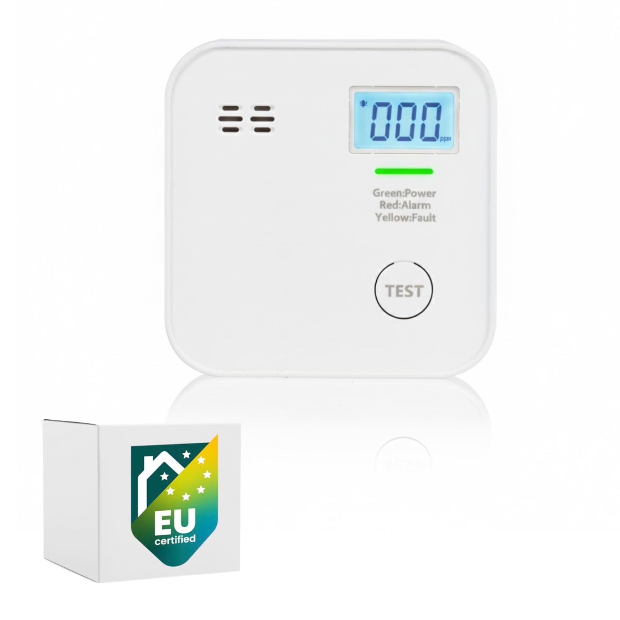 Smartwares CO detector - 10 year battery - LED display & indicator - Test button - FGA-13091