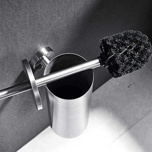 Ensemble brosse de toilette avec support robuste en acier inoxydable argenté - 2