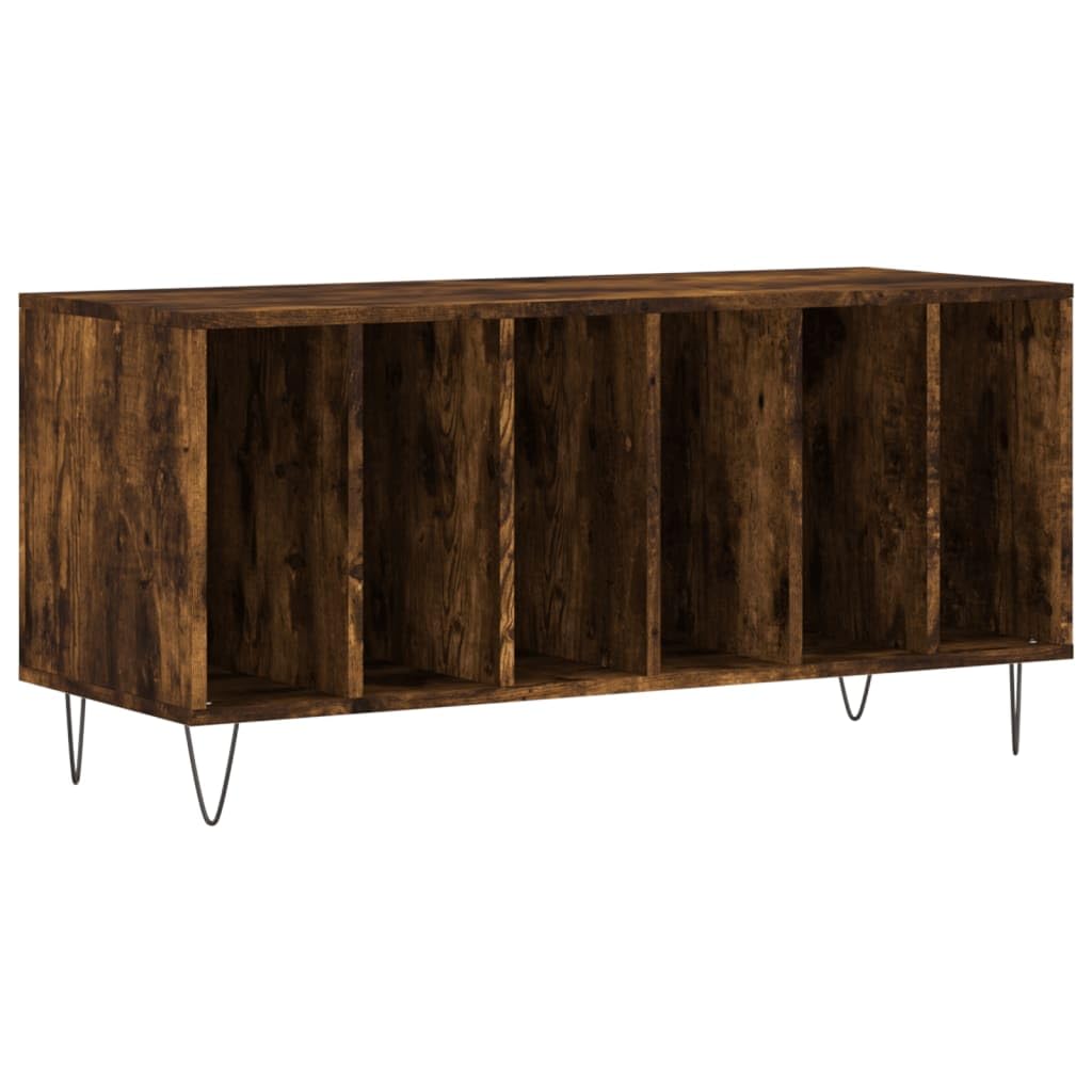 vidaXL Mueble Discos Madera contrachapada Roble Ahumado 100x38x48 cm, Mueble Tocadiscos, Armario para almacenaje de vinilos, Armario de Tocadiscos