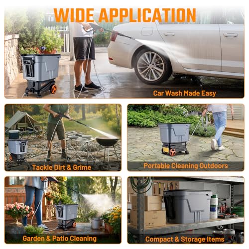 Image of This Hill Cordless Pressure Washer with Water Tank, 2000 PSI Portable Power Washer, Brushless Motor, Dual 21V 4.0Ah Batteries, 3 Pressure Modes, Foam Cannon for Cars, Patio & Camping