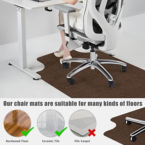 Office Chair Mat For Hardwood/Tile Floor, 48"X36" Desk Chair Mat, Computer Gaming Rolling Chair Mat, Under Desk Rug, Multi-Purpose Low-Pile Floor Protector, With Extended Lip (Coffee) #TOP1