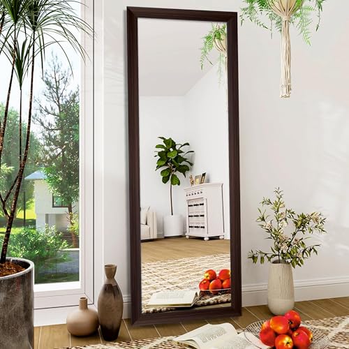 Image of Creative Arts n Frames 21 x 51 inch Full Length Dressing Chevel Long Fiber Wood Rectangular Framed HD Mirror Home Wall Living Room Decor Items (Regular Chocolate Brown Matty Framed HD Mirror)