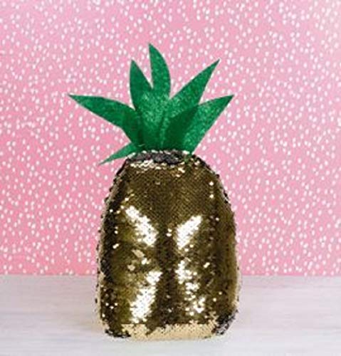 Fermaporta decorativo in tessuto dorato con ananas tropicale
