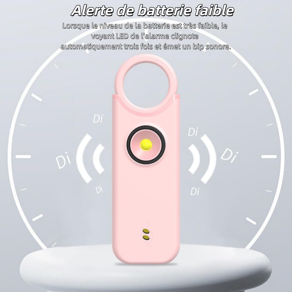 L'alarme V2 Acier Premium Alarme Personnelle Mini 135dB Autodéfense avec Lumière LED pour Femmes, Enfants et Personnes âgées