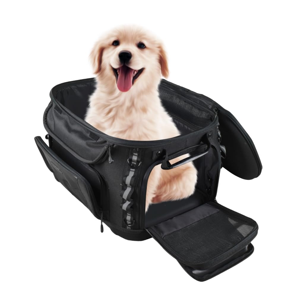 Motorcycle Grand Pet Palace - Transportín versátil para mascotas con clasificación UV para gatos y perros, 21.3 pulgadas de ancho x 15.2 pulgadas de alto x 13 pulgadas de profundidad, color