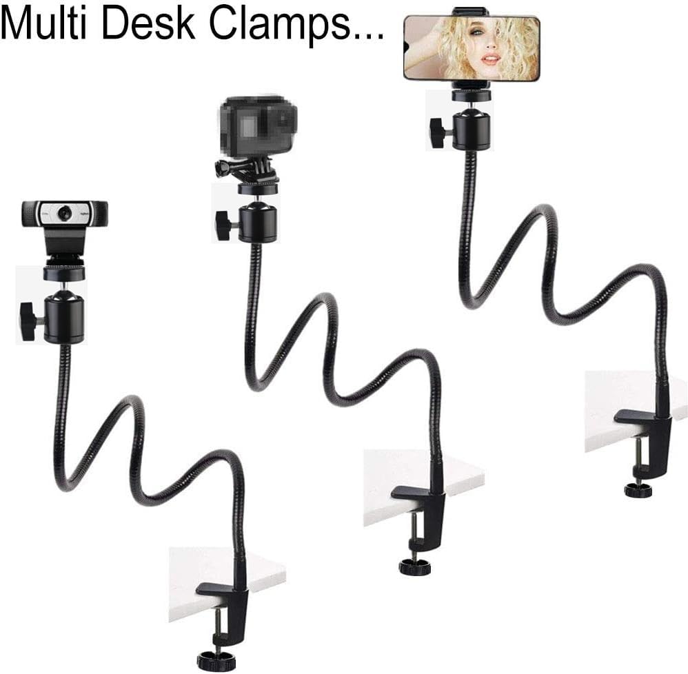 28inch Desk Gooseneck Webcam Stand with Universal Phone Clip Holder Compatible with Logitech Brio 4K C922X C922 C920 C615 C930 C930e DSLR Cameras... - Image 7