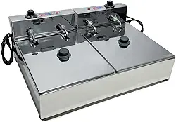 Fritadeira Elétrica Industrial 2Cubas 10L com Tampa Profissional (220, Volts)