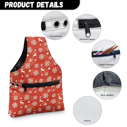 Image of KUIFORTI Christmas Yarn Bag Reindeer Crochet Bag Yarn Project Bag Knitting Bag Yarn Tote Bags Small Crochet Bags for Crocheting Travel