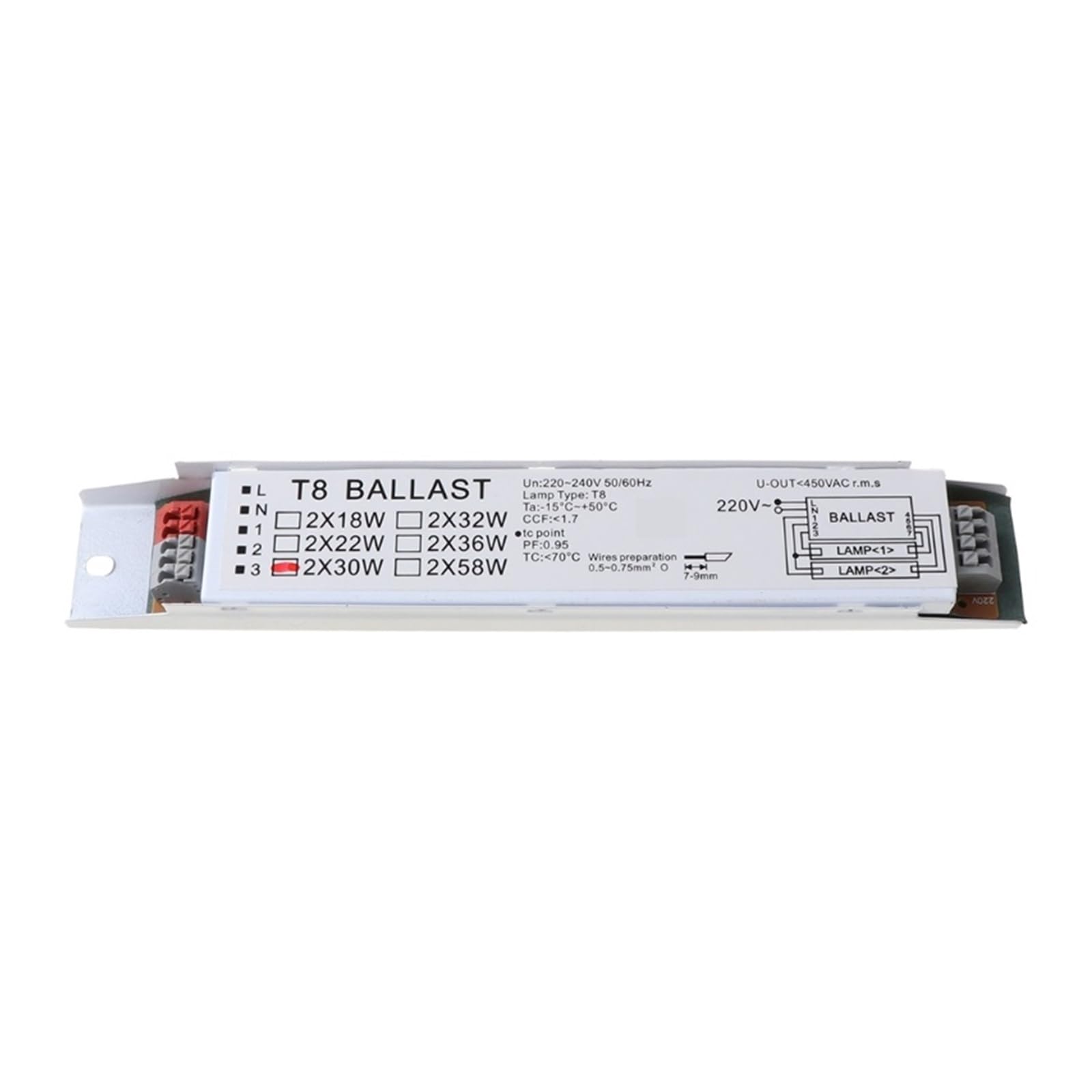 FANNIXI electronic ballast 220-240V AC 2x18W/2x30W/2x58W/2x36W/1x36W Wide Voltage T8 Electronic Ballast Fluorescent Lamp Ballasts Drop Shipping(2x30W)
