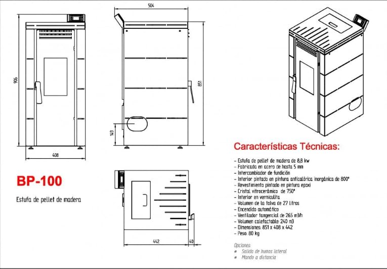 BRICOSOL ESTUFAS PELLETS FM MODELO BP-100 BLANCO
