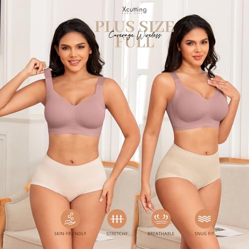 Image of Xcutting Women Wirefree Bras for Women Full Coverage No Underwire Everyday Bras Comfortable Wireless Padded Bras