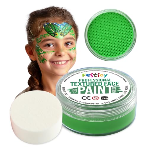 Festicy Profi Theaterschminke Grün, 20g, inkl. Schwamm |...