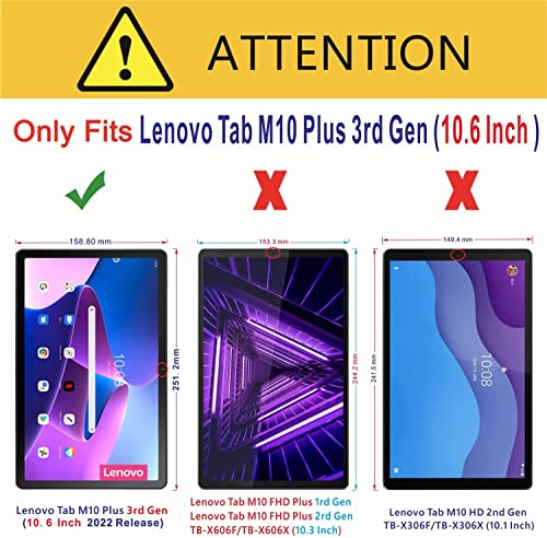 Succtopy Case Lenovo Tab M10 Plus 3rd Gen 10.6 Inch 2022,Folio Flip PU Leather Cover with Pen Holder,Protective Tablet Case with Stand Function Lenovo Tab M10 plus 10.6" 3rd Gen TB125/TB128,Blue - Image 2