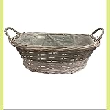 Cesta mimbre gris y blanca para almacenaje, Caja mimbre.