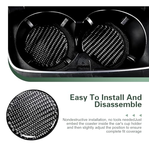 2 portavasos de fibra de carbono para carro, 2.67" negro miniatura 7