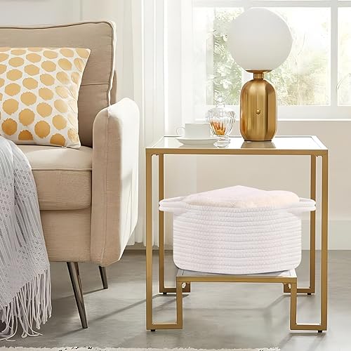 OUTBROS Aufbewahrungskorb, Organizer Körbchen, Flechtkorb, Dekorativer Aufbewahrungsbox Geflochten, Stapelbare Mehrzweck-Organisations Behälter, Weiß, 3er-Set