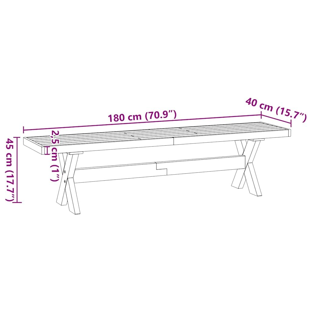 vidaXL Banc à Manger NOAIN Pieds en Forme de X 180x40x45 cm Massif pin