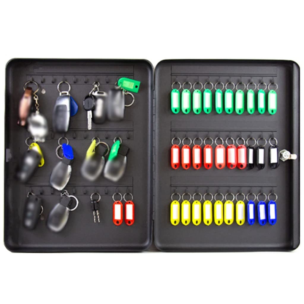 Schlüsselschrank Langlebige Schlüsselbox Aus Kaltgewalztem Stahl, Sicherheitsschlüsselverwaltung Mit Abgerundeten Ecken, Leicht Zu Findender Schlüssel-Organizer Mit 60/80 Haken (Color : Black Color,