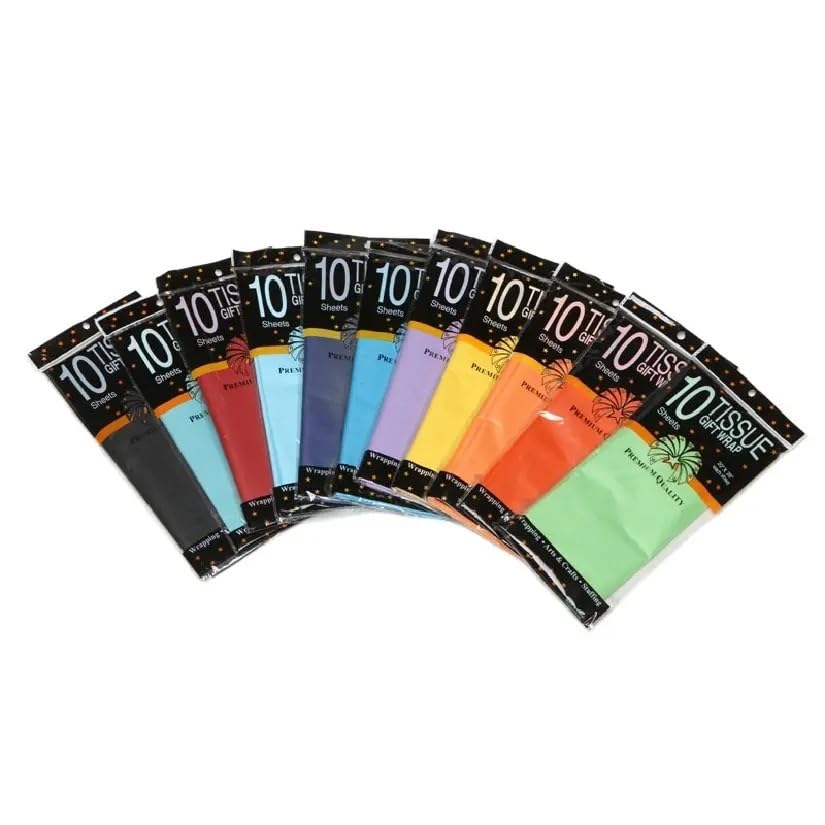 Goldedge 100 PC ASSORTED Gift Wrap TISSUE Paper Sheets SIZE: 20x26 INCHES EACH for Art Craft Floral Birthday Party Festival Tissue Paper, GWP8x10