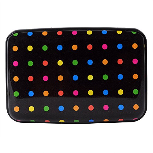 Image of Aluminum Wallet RFID Blocking Slim Metal Credit Card Holder Hard Case (Multicolor Polka Dots)