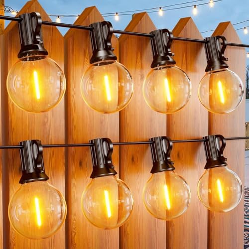 Miootly Catena Luminosa Esterno, 30M/100FT Luci da Esterno Giardino con 46+4 G40 Lampadine, IP45 Impermeabile Catena Luci Esterno e Interno per Giardino Natale Terrazzo, Matrimonio - Bianco Caldo