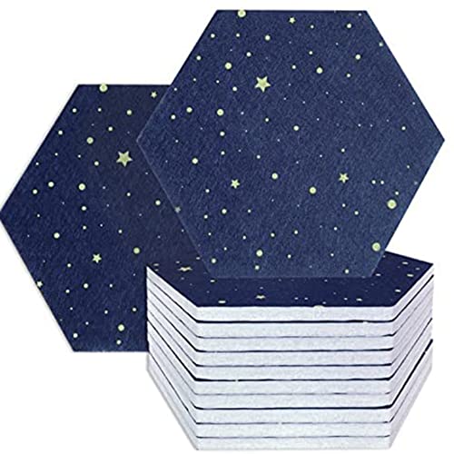 Fluaonb Acústicos hexagonales Starry de 12 piezas, insonorizante, panel fonoabsorbente para tratamiento acústico de estudio