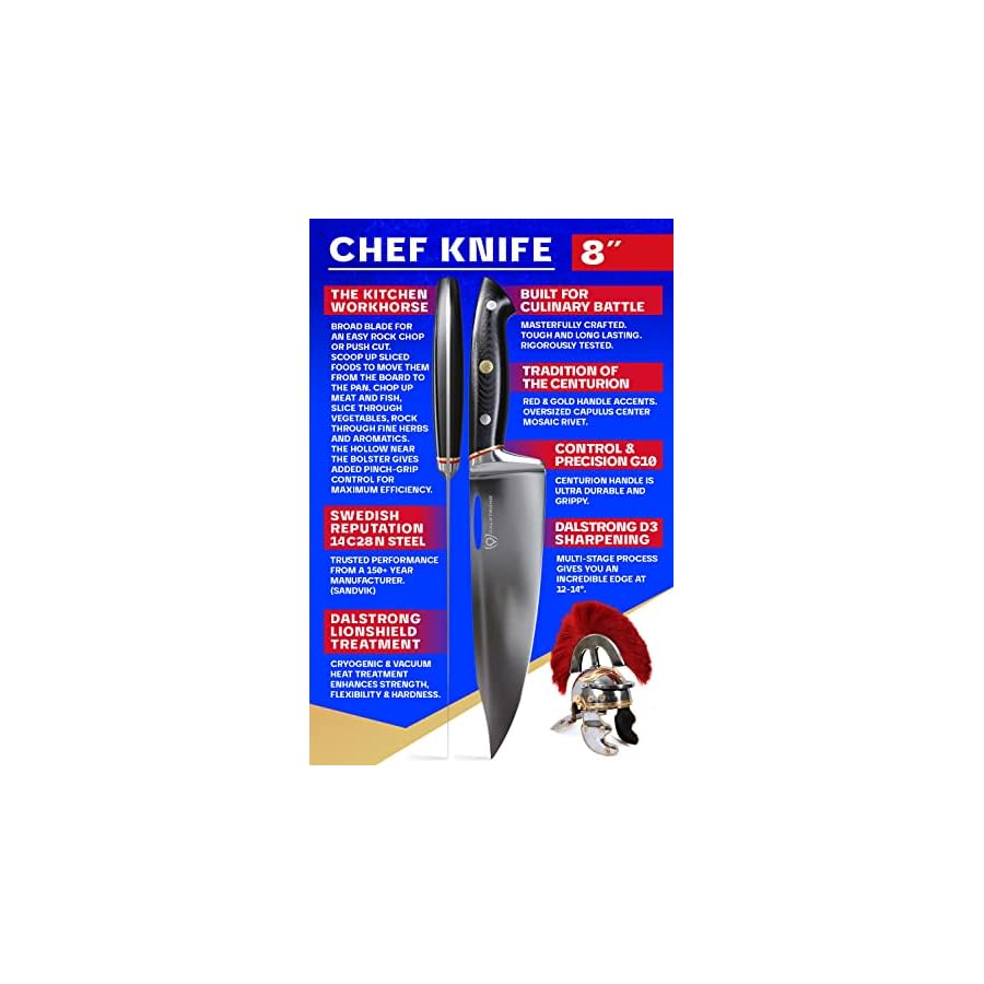 Dalstrong-Chef-Knife-8-inch-Centurion-Series-Premium-Swedish-14C28N-High-Carbon-Stainless-Steel-G10-Handle-Kitchen-Knife-Razor-Sharp-Chefs-Knife-Cooking-Knife-Sheath-Included Dalstrong Chef Knife - 8 inch - Centurion Series - Premium Swedish 14C28N High Carbon Stainless Steel - G10 Handle Kitchen Knife - Razor Sharp Chef's Knife - Cooking Knife - Sheath Included