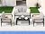 Outdoor Aluminum Furniture Set,4 Piece Patio Conversation Sets,Removable & Washable Cushion,Ink Color Tempered Glass Table Light Grey