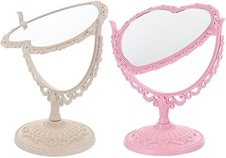 مراية على شكل قلب من قطعتين قابلة للدوران على الوجهين، مراية الأميرة لمستحضرات التجميل والمكياج للمكتب والحمام وغرفة النوم من فوميز