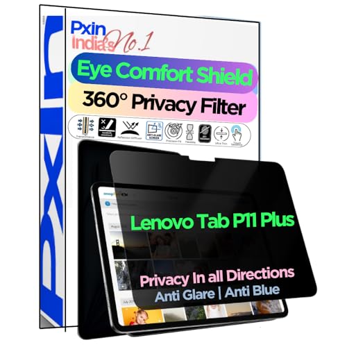 Image of PxIn Tablet Privacy Screen Guard compatible with Lenovo Tab P11 Plus | No.1 | Anti Glare | Anti Blue Light | Anti UV | 4 Way Privacy Filter | 360 Privacy | Eye Protect