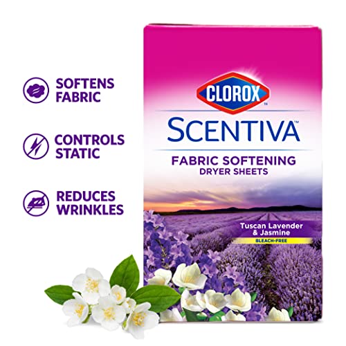 Clorox Scentiva Fabric Softening Dryer Sheets | Fabric Sheets in Tuscan Lavender & Jasmine | 40 Count Dryer Sheets That Reduce Wrinkles and Reduce Static Cling (Pack of 2) - image 3