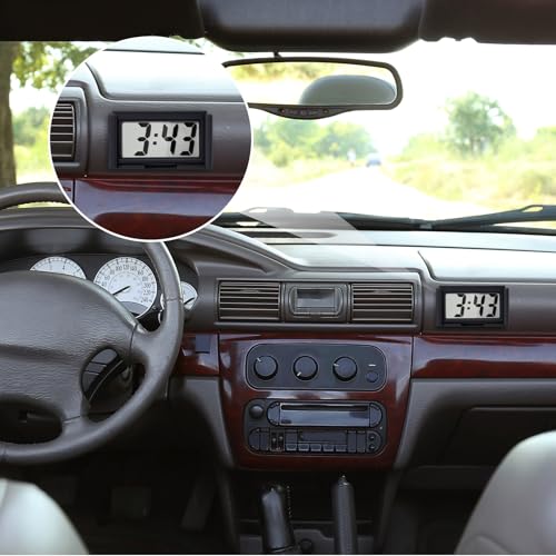 Image of Frienda 3 Pieces Mini Digital Clock Small Digital Clock Stick on Battery Operated Self Adhesive Bracket for Car Dashboard Fridge (White,Black,Blue)