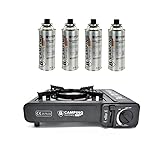 Beste Angebote Gaskocher + 4 Gaskartuschen + Koffer, Campingkocher Kochherd Camping Kocher
