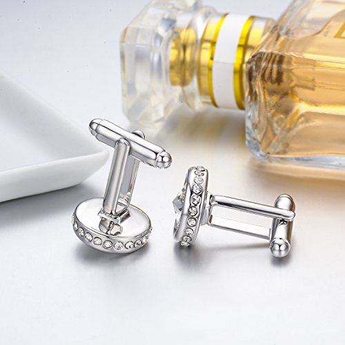 Austria Crystal Shirt Cuff Links White Gold Plated Wedding Cufflinks for Mens4