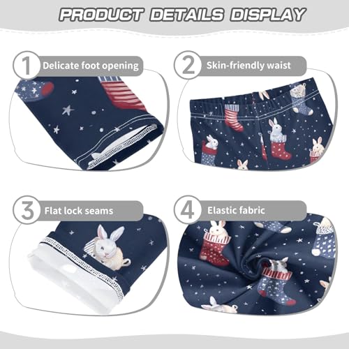 Bunny Rabbit Socks Stars Girls Leggings Ultra Soft Compression Yoga Gym Pants for Kids 4-10T3
