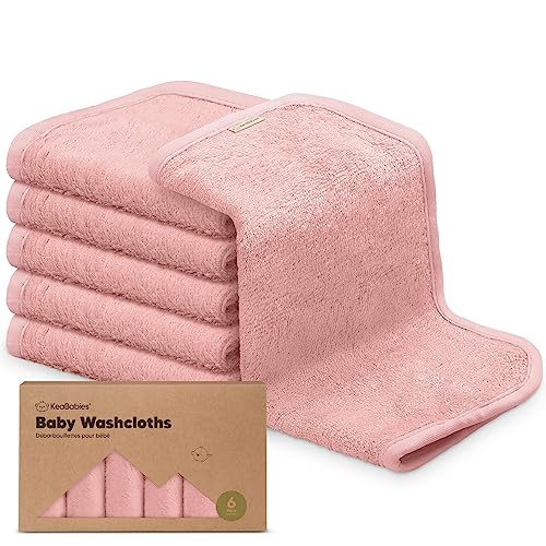 Image of 6-Pack Baby Washcloths - Soft Viscose Derived from Bamboo Washcloth, Baby Wash Cloths, Baby Wash Cloth for Newborn, Kids, Bath Baby Towels, Face Towel, Face Cloths for Washing Face(Rosy)