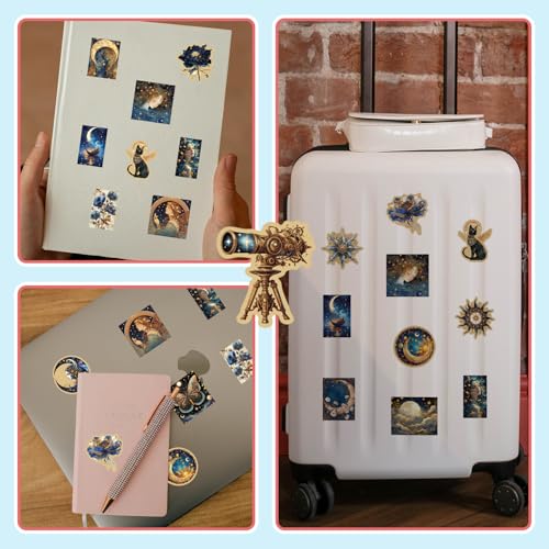 Dunkle Gotische Katze Aufkleber 50 Stück, Gothic Black Cat Sticker Set für Laptop Wasserflasche Koffer Gepäck Skateboard Helm Handyhülle Tagebuch, Vinyl Graffiti Stickers für Erwachsene