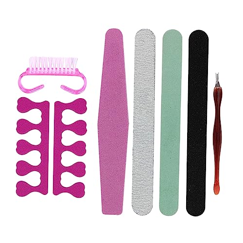 PartyKindom 7-Piece Manicure Tool Set Toe Separator Nail Art Tools Nail Files Cuticle Fork for Home Travel Random Color