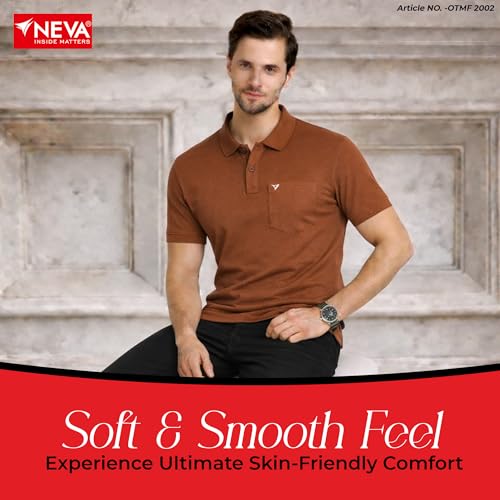 Image of NEVA Men's Regular Fit Half Sleeve Polo Neck T-Shirt with Chest Pocket