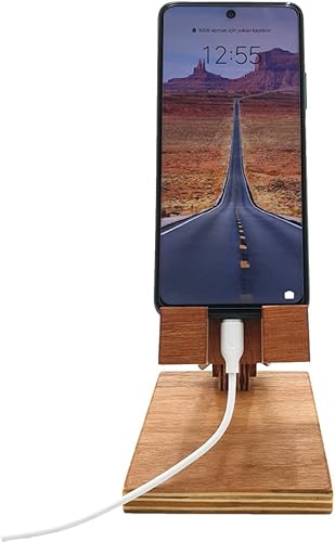 Miniatura 2 de Soporte de madera natural para teléfono celular, totalmente plegable, ajustable, compatible con todos los teléfonos y tabletas