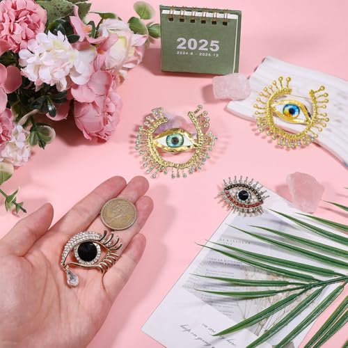 Image of 4Pcs Evil Eye Brooch Pin Crystal Rhinestones Brooch Vintage Lapel Pin Elegant Jewelry Pins for Women