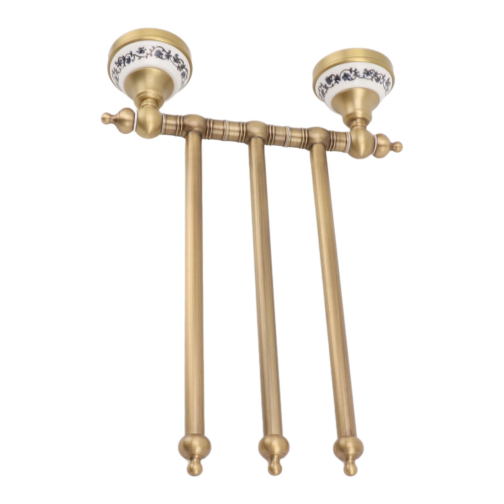 Hyuduo Toallero Giratorio de Latón Antiguo con Cuatro Varillas Giratorias, Colgador de Toallas Montado en la Pared, Construcción de Latón para Toallas de Mano de Baño, Uso en Baños (Tres Varillas)