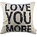 Love You More Square About Cotton Throw Pillow Cushion Cover, 17.5